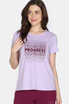 Zivame Knit Cotton Sleep Top - Lilac Breeze — thumbnail 2